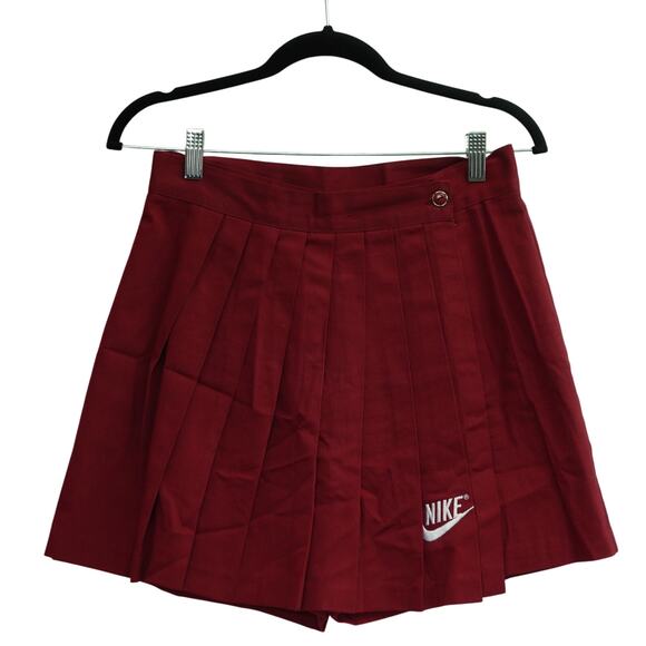 Nike Womens Activewear Denim Skort High Rise Pleated Cotton Burgundy Size 28 - Picture 1 of 7